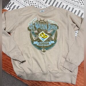 Ft. Walton Beach Graphic Crewneck Sweater - Beige